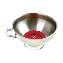 Stainless Steel Wide Mouth Funnel with Silicone Strainer