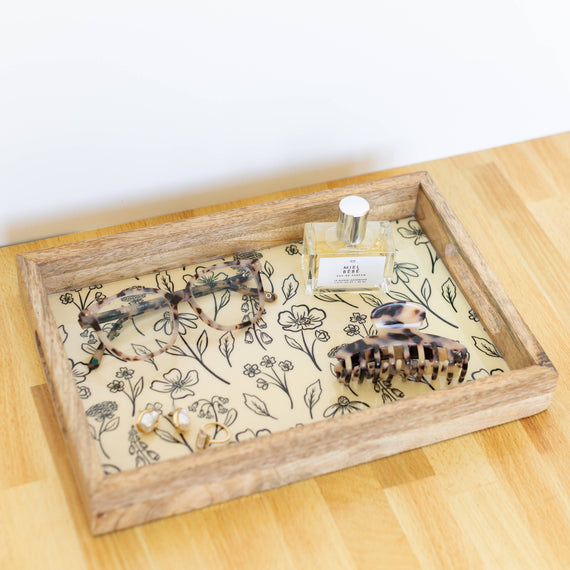 Floral Mango Wood Tray