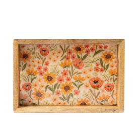Floral Mango Wood Tray