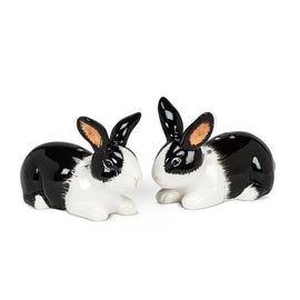Dutch Rabbit Salt and Pepper Shakers-Black and White-3.5"L