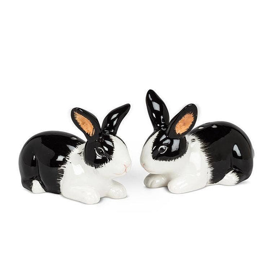 Dutch Rabbit Salt and Pepper Shakers-Black and White-3.5