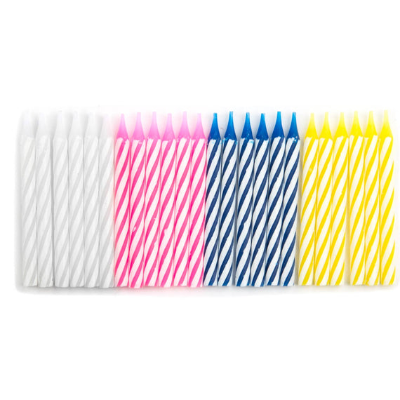 Fox Run Striped Birthday Candles, Pack of 24, 0.25