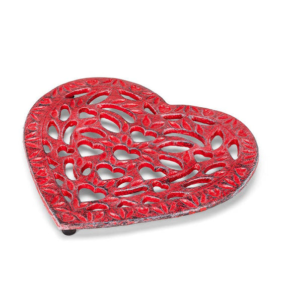 Filigree Heart Trivet-Antique Red-7.5