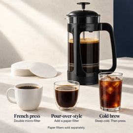 Glass French Press Coffee Maker, Double-Microfilter,P3