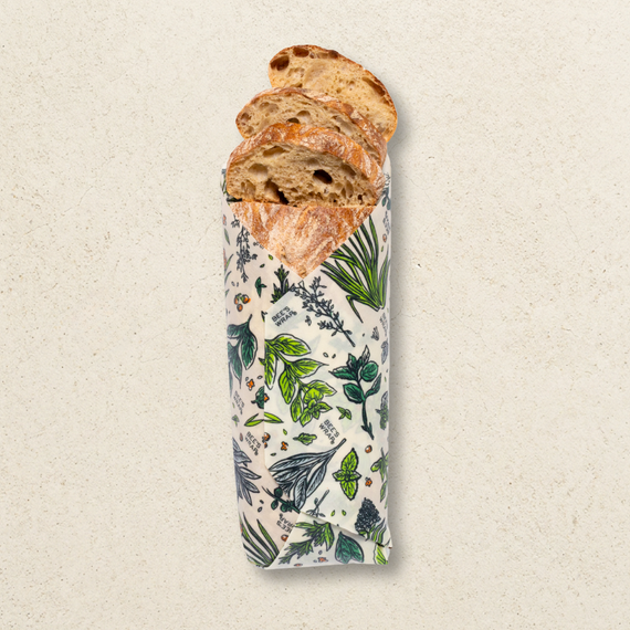 Bees Wrap Beeswax Reusable Bread Wrap - Herb Garden Print