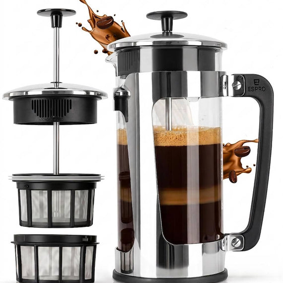 ESPRO Glass French Press Coffee Maker-Stainless-Steel Cage