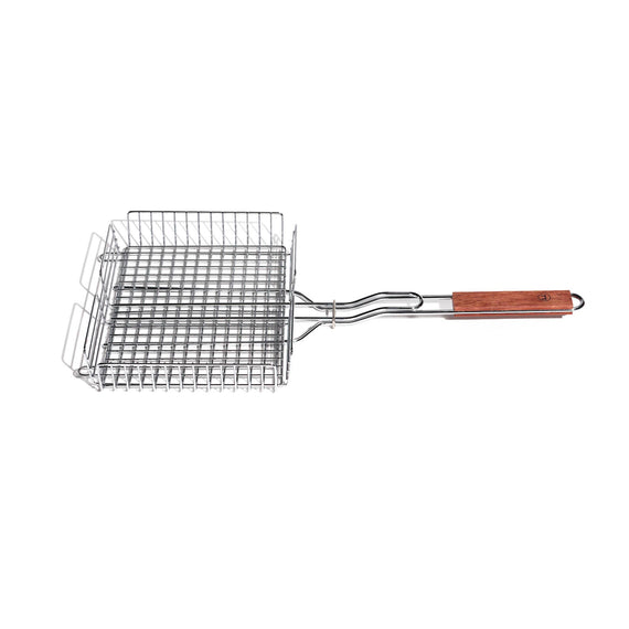 Outset Chrome Grill Basket with Rosewood Handle, 25