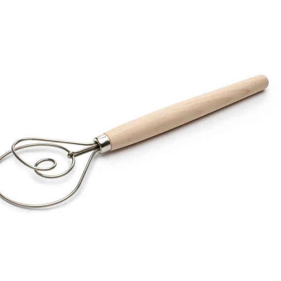 Fox Run Danish Dough Whisk, Stainless Steel and Wood, 12