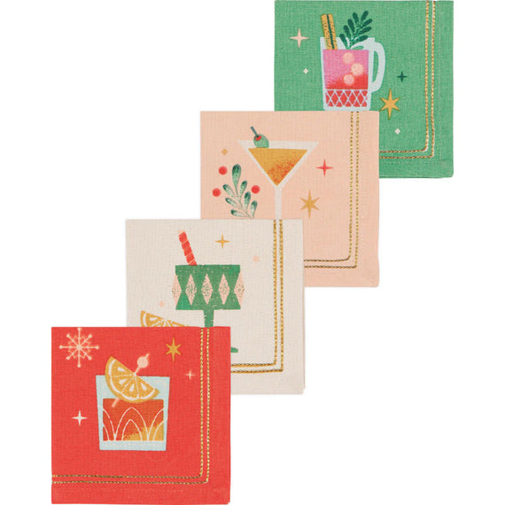 Holiday Cocktail Napkins set of 4