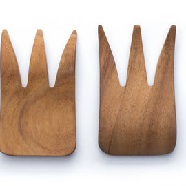 Ironwood Bear Claw Salad Servers,Acacia, Set 2,1.5"x3.75"x6"