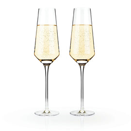 Raye Angled Crystal Champagne Flute Set