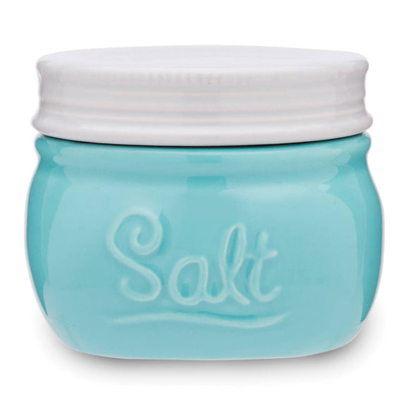 Fox Run Mason Jar Salt Cellar, Blue Ceramic, 8-Ounce