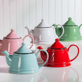 Enamel Look Teapot, 9"L (32oz) - 1045