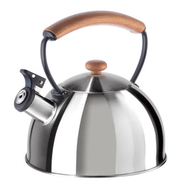 Stovetop Kettle - Steel, Wood Handle, Whistle (1.9lt, 64oz)