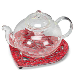 Filigree Heart Trivet-Antique Red-7.5"L