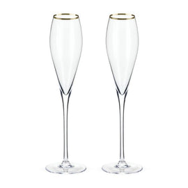 Crystal Gold-Rimmed Champagne Flutes