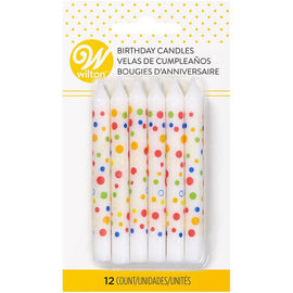 Colorful Polka Dot Birthday Candle Set, 12-Count